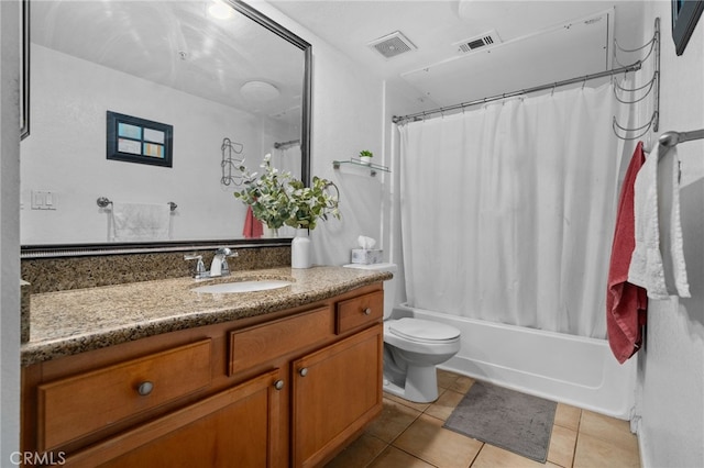 2045 Las Colinas Cir Unit 103, Corona, CA 92879 - bathroom featuring tile patterned flooring, vanity, toilet, and shower / bathtub combination with curtain