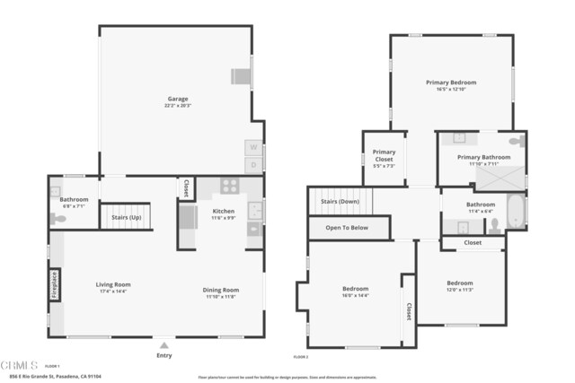 856 E Rio Grande St, Pasadena, CA 91104 - floor plan / room layout