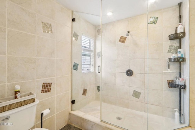 856 E Rio Grande St, Pasadena, CA 91104 - full bath with a stall shower, toilet, and tile walls