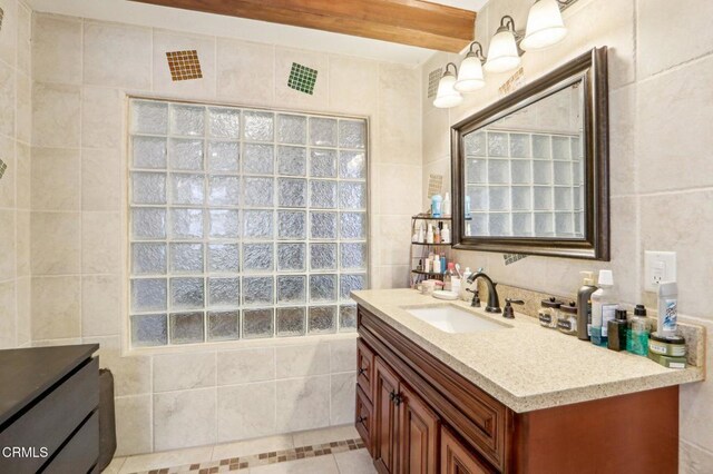 856 E Rio Grande St, Pasadena, CA 91104 - bathroom featuring tile walls, vanity, and tile patterned floors