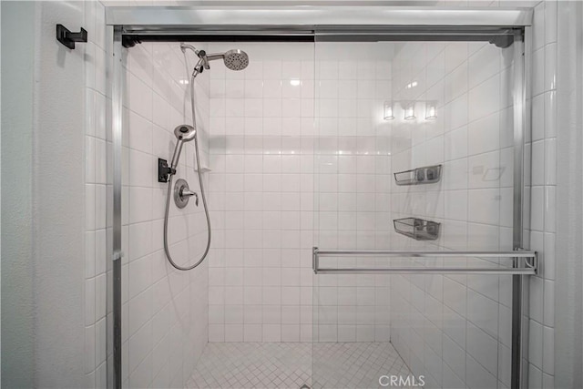 bathroom with a stall shower