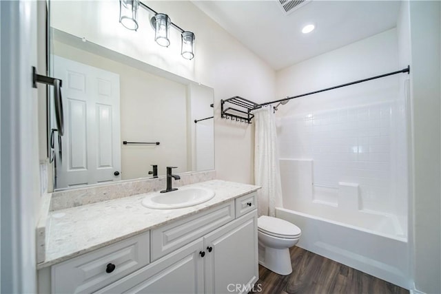 135 Neptune, Irvine, CA 92618 - bathroom featuring vanity, shower / bath combination with curtain, and wood finished floors