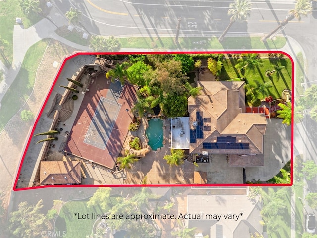 aerial overview of property's location with property boundaries highlighted