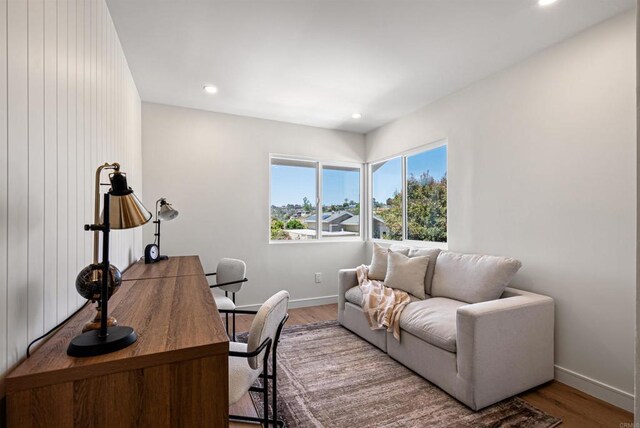 4687 Murat Ct, San Diego, CA 92117 - office area with wood finished floors and recessed lighting