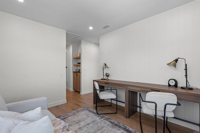 4687 Murat Ct, San Diego, CA 92117 - office featuring wood finished floors, recessed lighting, and attic access