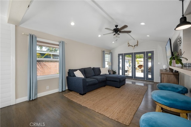 2731 N Rutgers Ave, Long Beach, CA 90815 - living room featuring a ceiling fan, wood finished floors, healthy amount of natural light, baseboards, and recessed lighting