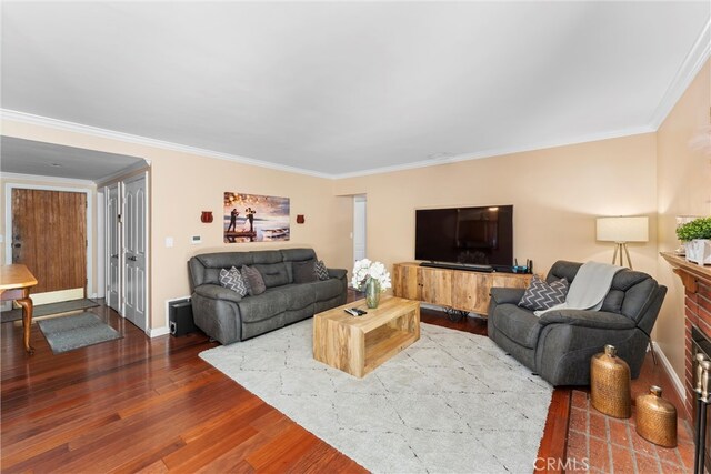 180 N De Lay Ave, Covina, CA 91723 - living area with dark wood-style floors and ornamental molding