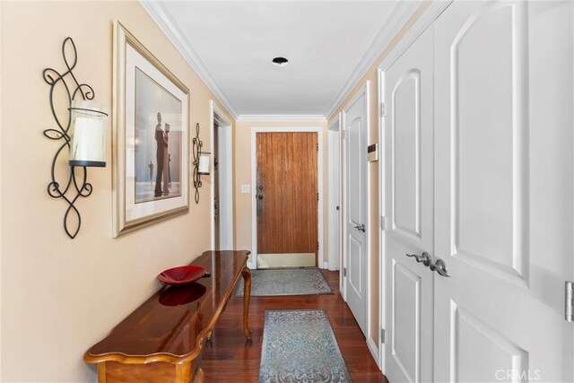 180 N De Lay Ave, Covina, CA 91723 - hall with dark wood finished floors and crown molding