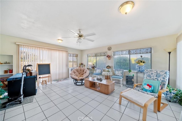 2204 Ruiz Pl, Hacienda Heights, CA 91745 - living area with ceiling fan and light tile patterned floors