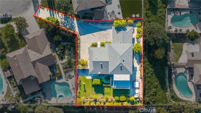 2204 Ruiz Pl, Hacienda Heights, CA 91745 - aerial overview of property's location featuring a pool area and property parcel outlined