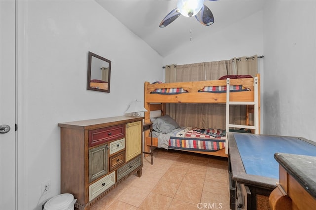 2137 N Murray St, Banning, CA 92220 - bedroom featuring lofted ceiling, light tile patterned floors, and ceiling fan