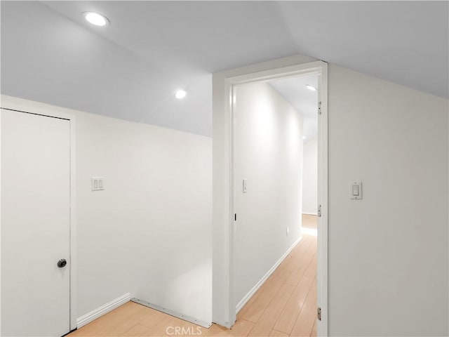 3627 Virginia St, La Crescenta, CA 91214 - hall with light wood-style flooring, recessed lighting, and lofted ceiling