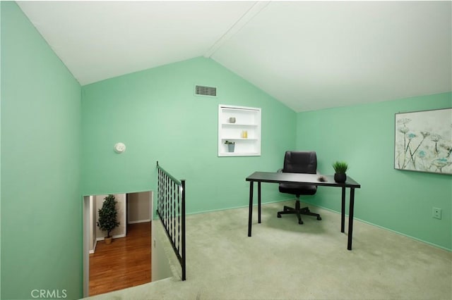 10345 Sherman Grove Ave, Sunland, CA 91040 - office featuring vaulted ceiling, carpet flooring, and baseboards