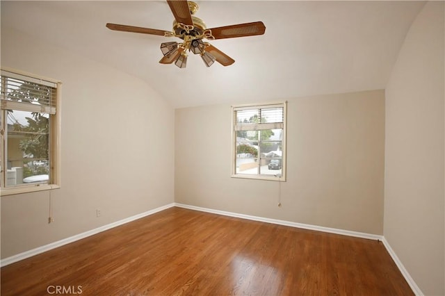 10345 Sherman Grove Ave, Sunland, CA 91040 - additional living space with lofted ceiling, baseboards, a ceiling fan, and wood finished floors