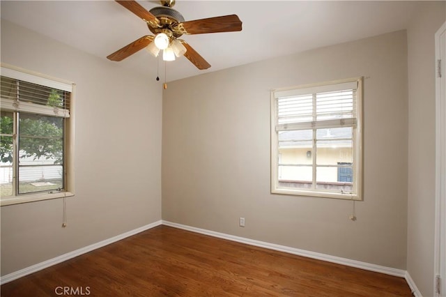 10345 Sherman Grove Ave, Sunland, CA 91040 - empty room featuring wood finished floors, baseboards, and ceiling fan