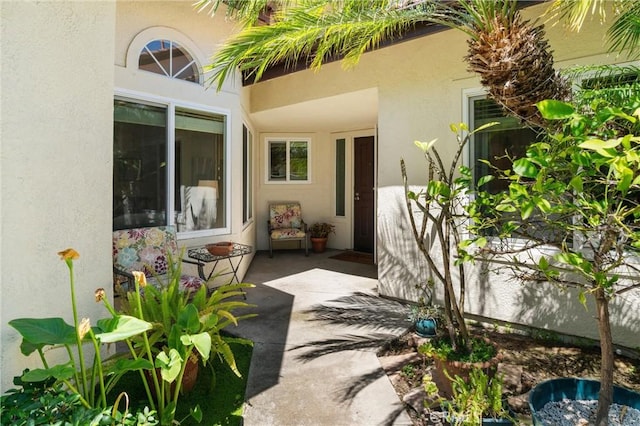 27345 Via Capri, San Juan Capistrano, CA 92675 - doorway to property featuring stucco siding and a patio