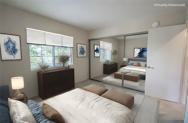 bedroom with a closet and carpet flooring