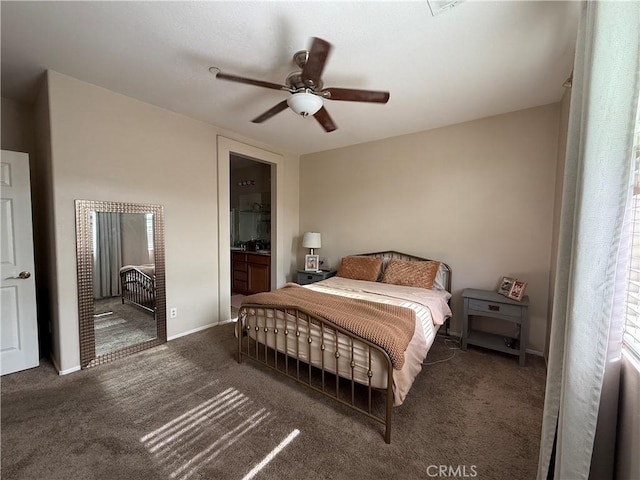 28282 Socorro St Unit 100, Murrieta, CA 92563 - bedroom featuring carpet floors, ceiling fan, ensuite bathroom, and baseboards