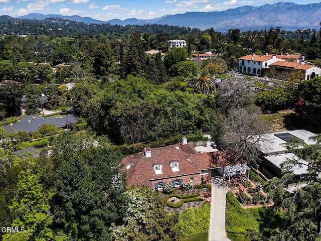 741 Burleigh Dr, Pasadena, CA 91105 - aerial view of property and surrounding area with mountains and a heavily wooded area