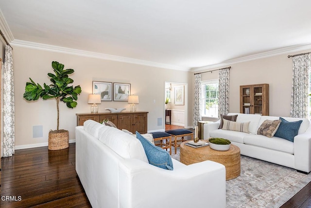 741 Burleigh Dr, Pasadena, CA 91105 - living area with dark wood-style floors, crown molding, and baseboards