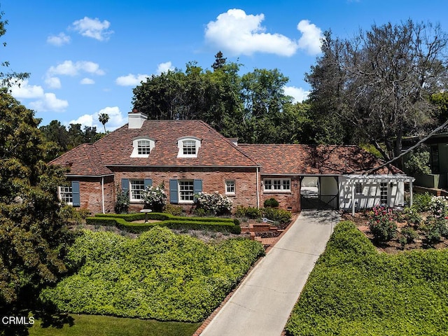 741 Burleigh Dr, Pasadena, CA 91105 - view of front of house with a chimney and brick siding