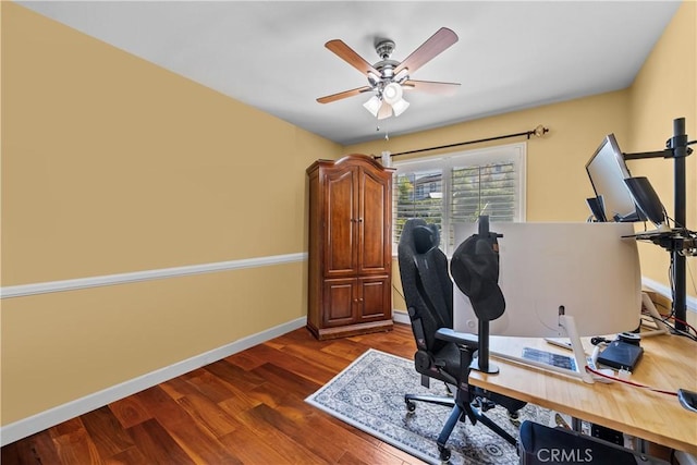 28456 Calex Dr, Valencia, CA 91354 - office space featuring baseboards, ceiling fan, and dark wood-type flooring
