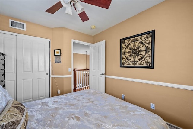 28456 Calex Dr, Valencia, CA 91354 - bedroom with a closet and a ceiling fan