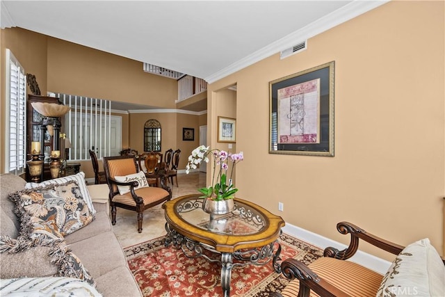 28456 Calex Dr, Valencia, CA 91354 - living area featuring crown molding and baseboards