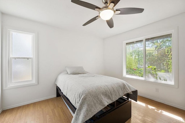 2348 Watson Way, Vista, CA 92081 - bedroom featuring baseboards, light wood finished floors, and ceiling fan