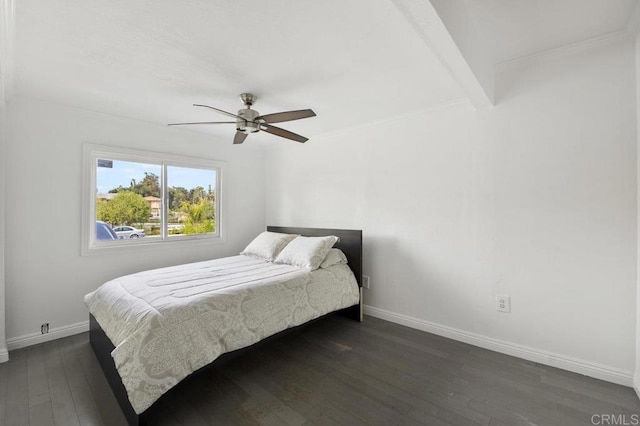 2348 Watson Way, Vista, CA 92081 - bedroom featuring dark wood-style flooring, baseboards, a ceiling fan, and ornamental molding