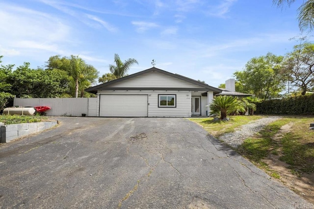 2348 Watson Way, Vista, CA 92081 - single story home featuring driveway, fence, a garage, and a chimney