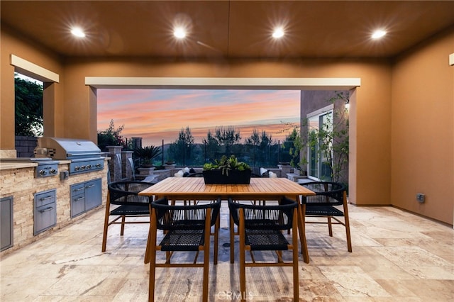 28 Dogwood, Lake Forest, CA 92630 - dining area featuring stone tile floors and recessed lighting