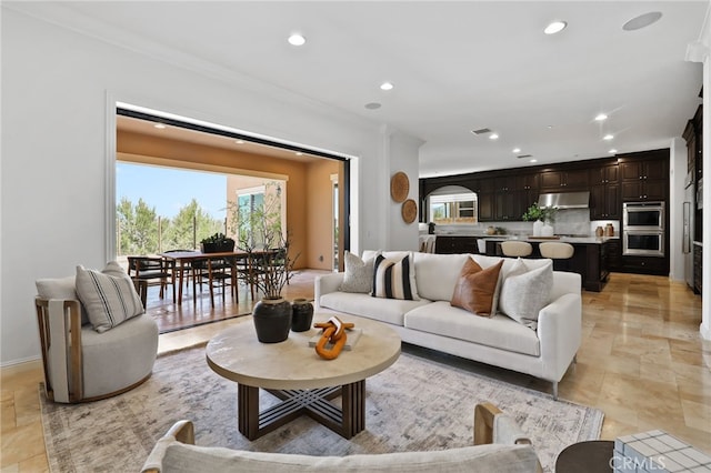 28 Dogwood, Lake Forest, CA 92630 - living area with recessed lighting and crown molding
