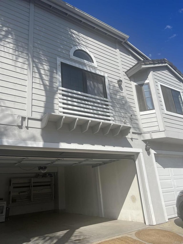 exterior space featuring a garage