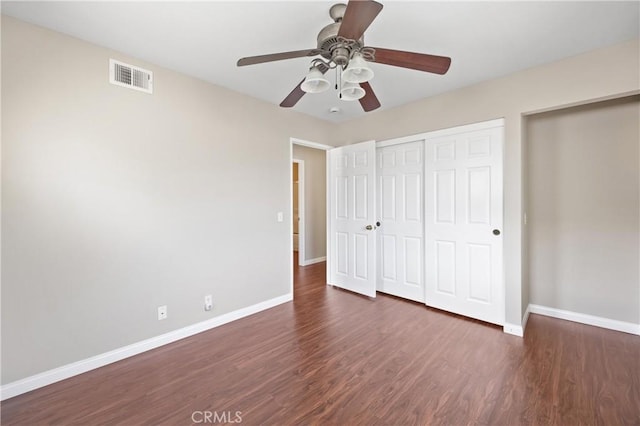 823 N Kintyre Dr, Orange, CA 92869 - unfurnished bedroom with baseboards, wood finished floors, a closet, and a ceiling fan