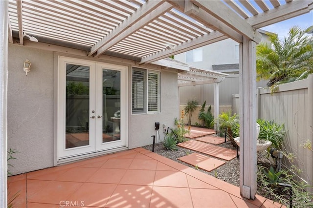 823 N Kintyre Dr, Orange, CA 92869 - view of patio with french doors, a pergola, and fence