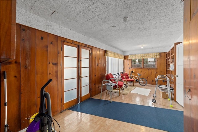 527 W Olive Ave, Monrovia, CA 91016 - workout area featuring wood walls and french doors