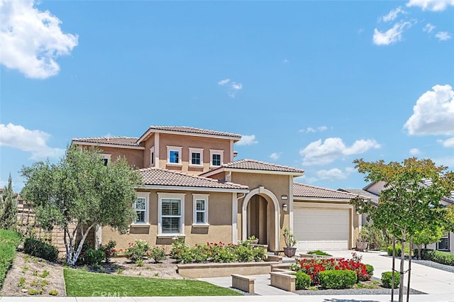 2521 Chad Zeller, Corona, CA 92882 - mediterranean / spanish-style house featuring stucco siding, concrete driveway, a garage, and a tiled roof