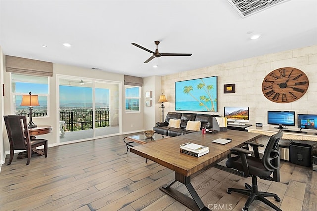 2521 Chad Zeller, Corona, CA 92882 - office area with recessed lighting, wood-type flooring, ceiling fan, and baseboards