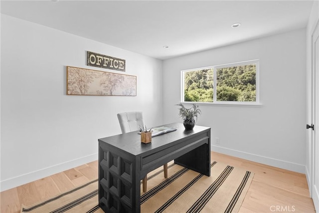 1804 Deer Canyon Rd, Arroyo Grande, CA 93420 - office with light wood-style flooring, baseboards, and recessed lighting