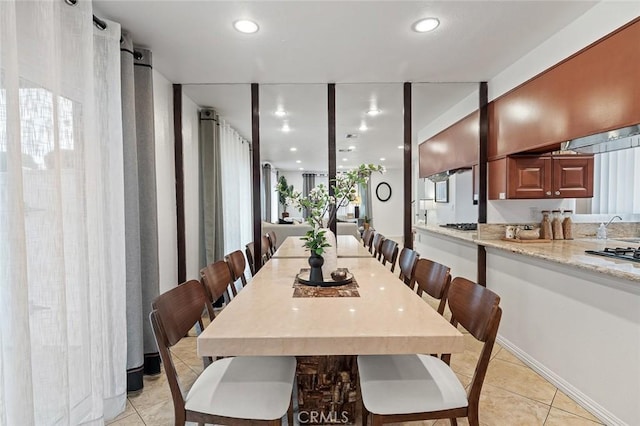 128 Fairview St Unit 1, Santa Ana, CA 92704 - dining room featuring light tile patterned floors and recessed lighting
