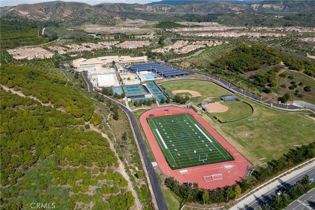 aerial view of a mountain backdrop
