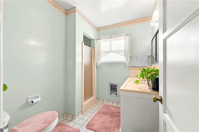 10608 Beak Ave, South Gate, CA 90280 - full bath with heating unit, a stall shower, toilet, and vanity