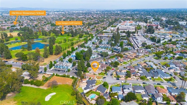 10608 Beak Ave, South Gate, CA 90280 - aerial view of property and surrounding area featuring a large body of water, a local golf course, and nearby suburban area