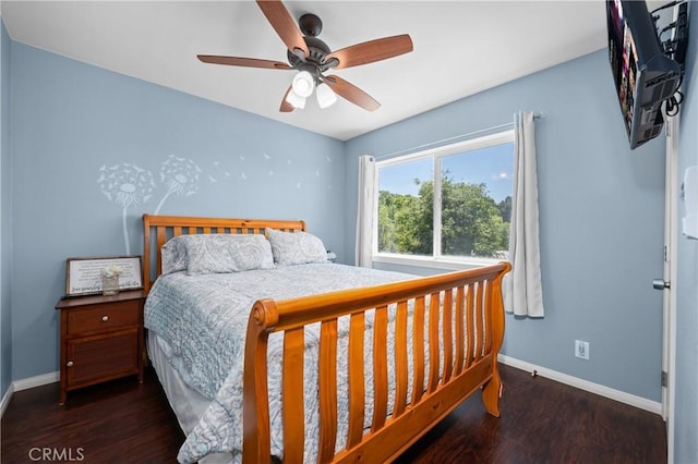 7525 Starlight Way, Julian, CA 92036 - bedroom with baseboards, wood finished floors, and ceiling fan