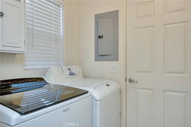 15632 Little Peak Rd, Hidden Valley Lake, CA 95467 - laundry area with electric panel, cabinet space, and washing machine and clothes dryer