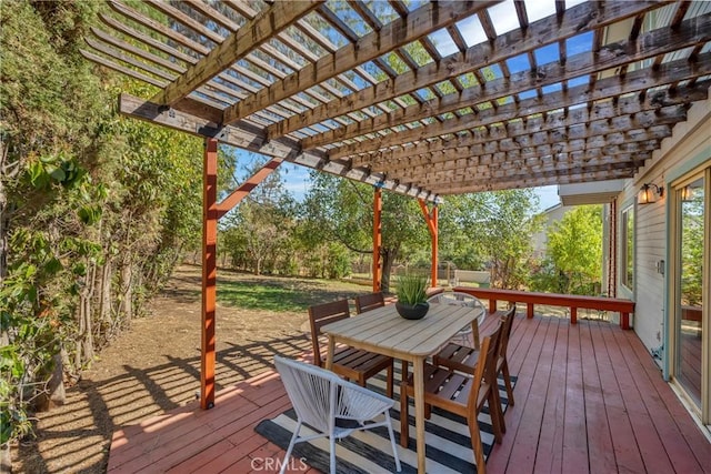 15632 Little Peak Rd, Hidden Valley Lake, CA 95467 - deck with outdoor dining space, a pergola, and a fenced backyard