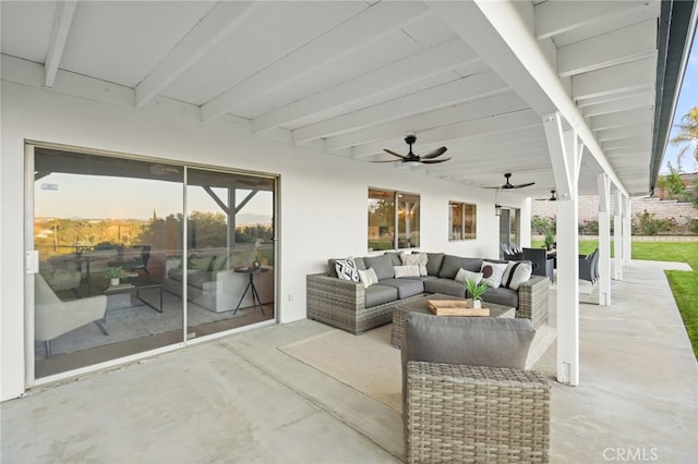 5932 Ellenview Ave, Woodland Hills, CA 91367 - view of patio featuring outdoor lounge area and a ceiling fan