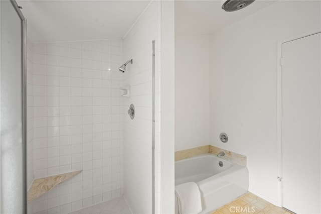 5932 Ellenview Ave, Woodland Hills, CA 91367 - full bath with a shower stall, a garden tub, and tile patterned floors