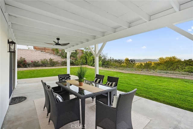 5932 Ellenview Ave, Woodland Hills, CA 91367 - view of patio / terrace with outdoor dining area and a ceiling fan